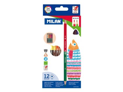 pastelky milan trojhranne obojstranne 12 ks 24 farieb