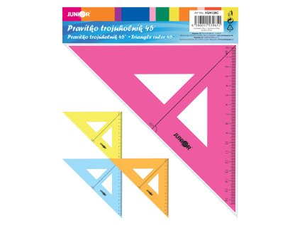 pravitko trojuholnik s ryskou 16 cm transparentne farebne na blistri