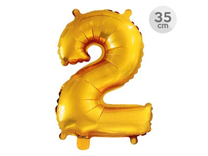 balon narodeninovy 35 cm cislo 2 zlaty