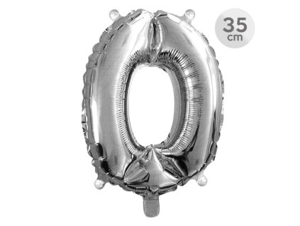 balon narodeninovy 35 cm cislo 0 strieborny