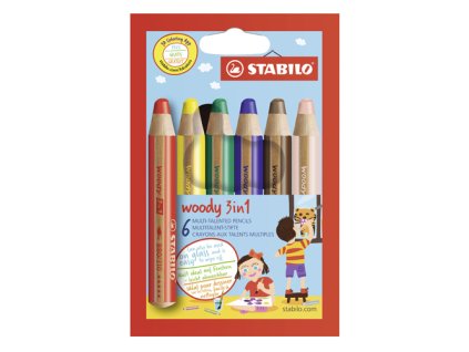 pastelky stabilo woody 3 v 1 farbicka vodovka voskovka 6 ks roznych farieb