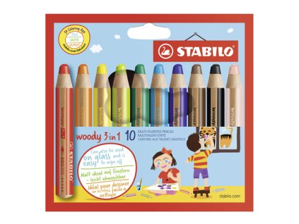 pastelky stabilo woody 3 v 1 farbicka vodovka voskovka 10 ks roznych farieb