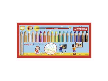 pastelky stabilo woody 3 v 1 farbicka vodovka voskovka 18 ks struhadlo a stetec
