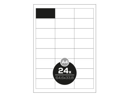 etikety top stick a4 100 ks 64 6x33 8 mm 24 etikiet biele