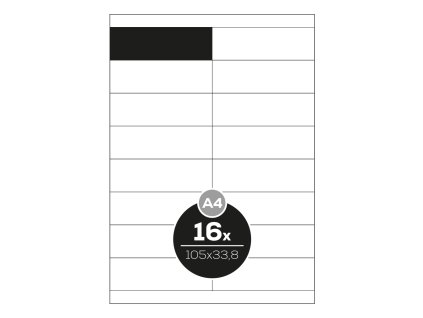 etikety top stick a4 100 ks 105x33 8 mm 16 etikiet biele