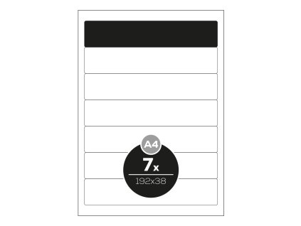 etikety top stick a4 100 ks 192x38 mm 7 etikiet biele