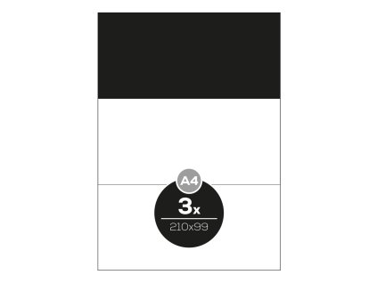 etikety top stick a4 100 ks 210x99 mm 3 etikety biele