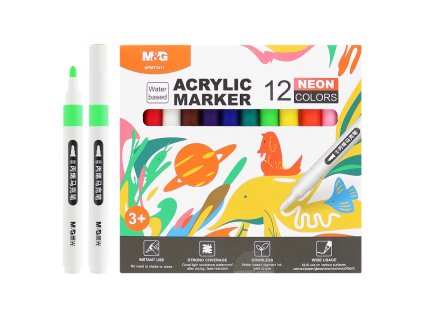 popisovac akrylovy m g neon sada 12 ks