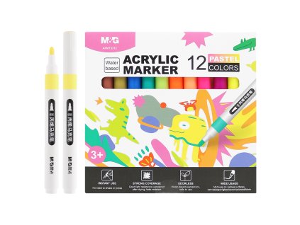 popisovac akrylovy m g pastel sada 12 ks