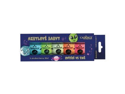 suprava 5ks akrylovych farieb cadence svietiace v tme