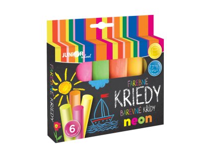 kriedy farebne chodnikove junior okruhle 6 ks neonove