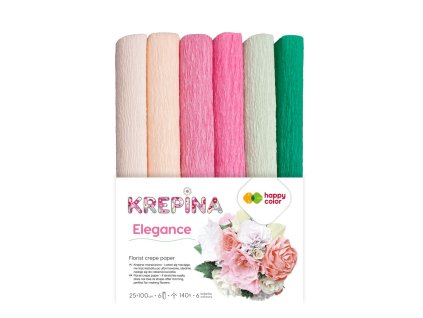 krepovy papier happy color 25x100 cm mix 6 farieb elegance