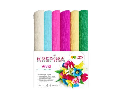 krepovy papier happy color 25x100 cm mix 6 farieb vivid
