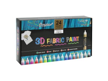 3d farby na textil 30 ml 24 farieb 3 stetce