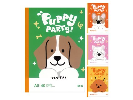 zosit linajkovy a5 m g 40 listovy puppy party 4 dizajny