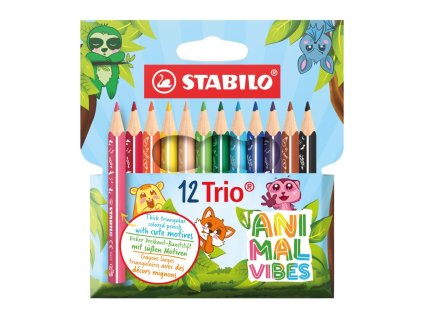pastelky trojhranne stabilo trio hruba a kratka sada animal vibes 12 farieb