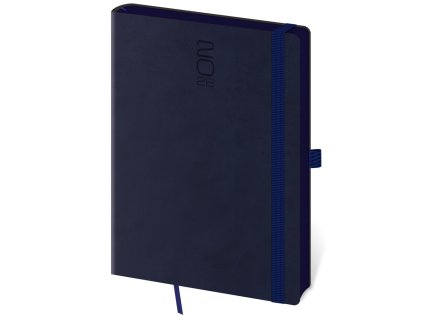 diar 2026 tyzdenny a5 memory s gumickou tmavo modra