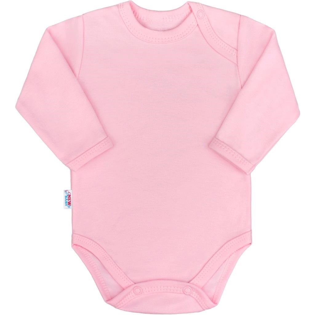 Dojčenské bavlnené body s dlhým rukávom New Baby Pastel ružové 56 (0-3m)