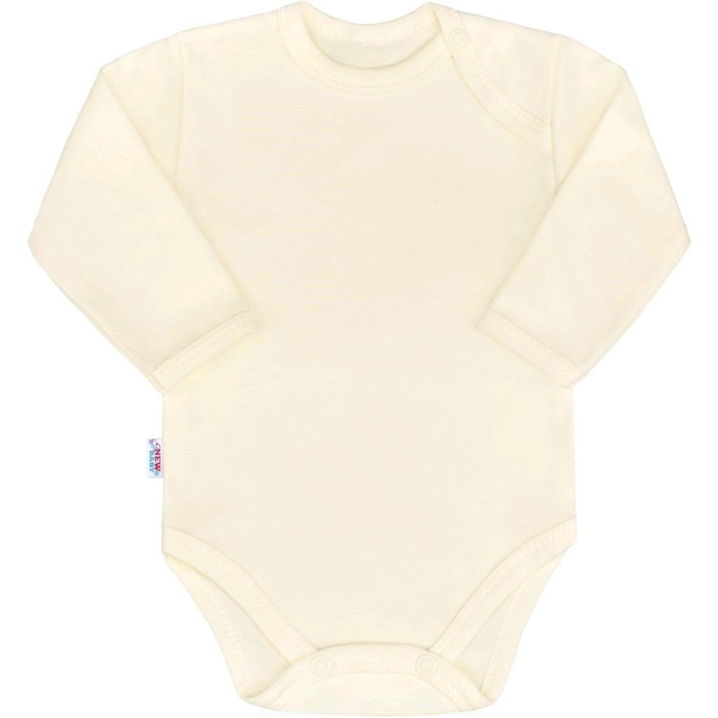 Dojčenské bavlnené body s dlhým rukávom New Baby Pastel béžové 56 (0-3m)