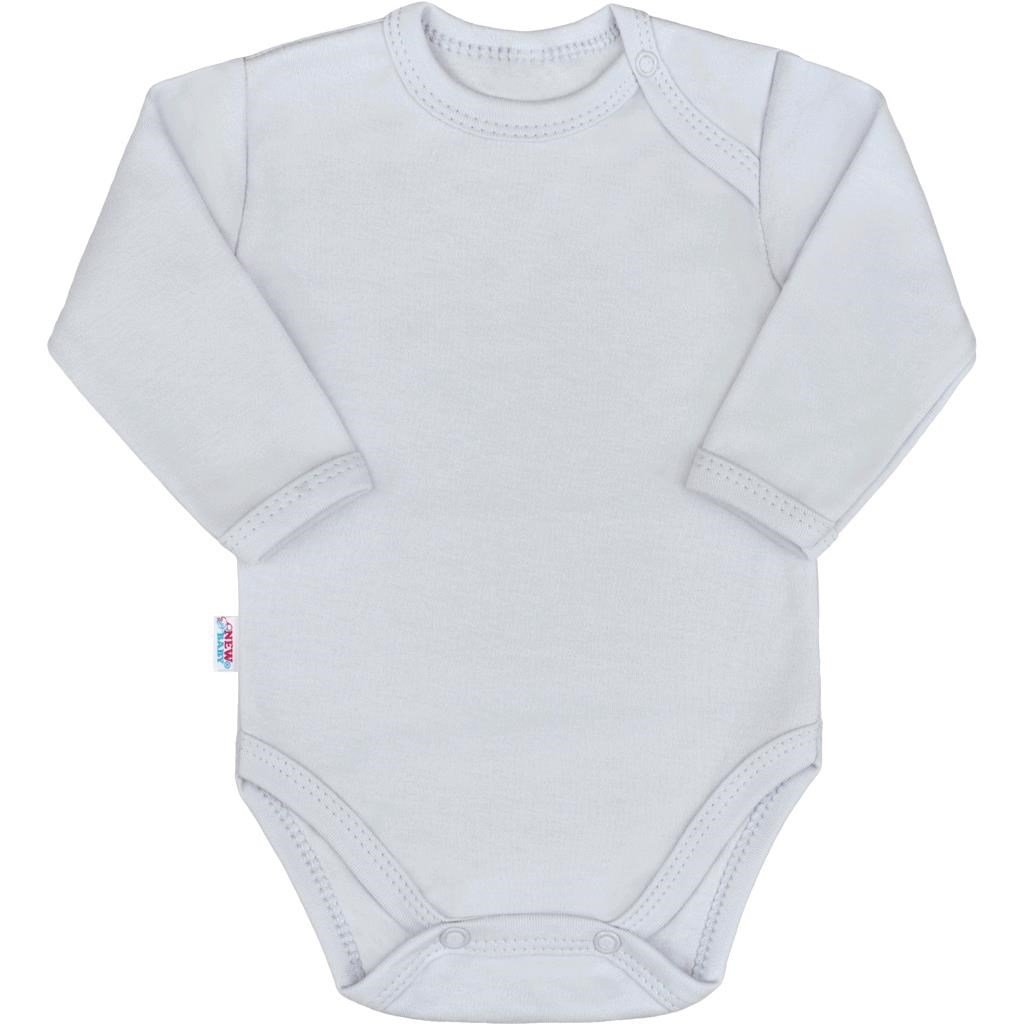 Dojčenské bavlnené body s dlhým rukávom New Baby Pastel sivé 68 (4-6m)