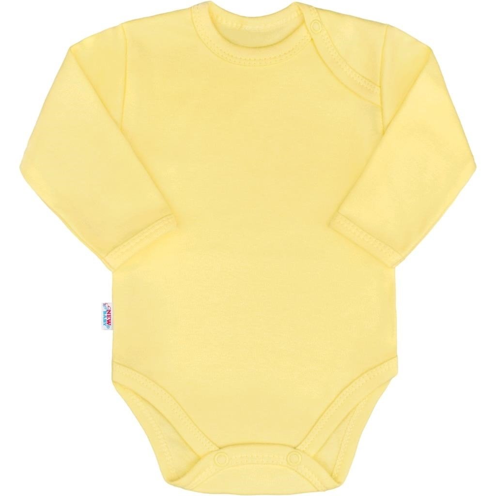 Dojčenské bavlnené body s dlhým rukávom New Baby Pastel žlté 68 (4-6m)