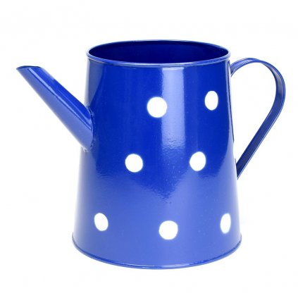 VÁZA KRHLA KOV MODRÁ VEĽKÉ BODKY V:18x13CM SUPER CENA!