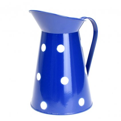 VÁZA DŽBÁN MALÝ KOV MODRÁ VEĽKÉ BODKY V:22x12,5CM SUPER CENA!