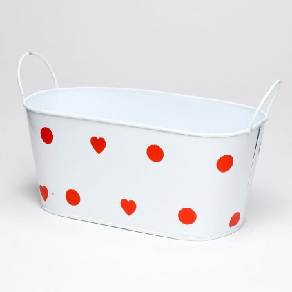 AKCIA! OBAL OVÁL S UŠAMI  KOV BIELY VEĽKÉ BODKY V:10x12,5x24CM SUPER CENA!