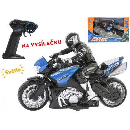 R/C motorka s jazdcom 26cm 1:10 plná funkcia na batérie so svetlom 2.4GHz v krabičke
