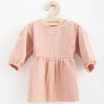 Dojčenské mušelínové šaty New Baby Comfort clothes ružová 68 (4-6m)
