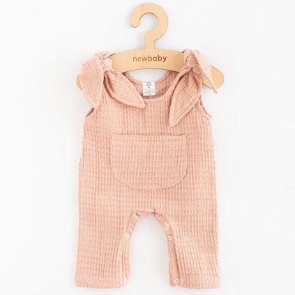 Dojčenské mušelínové zahradníčky New Baby Comfort clothes ružová 56 (0-3m)