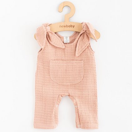 Dojčenské mušelínové zahradníčky New Baby Comfort clothes ružová 62 (3-6m)