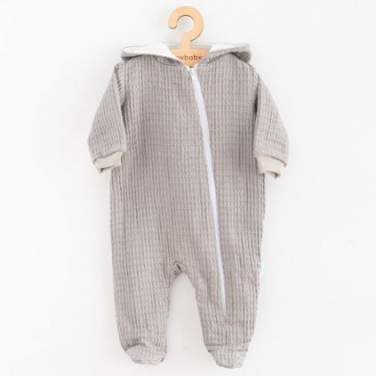 Dojčenský mušelínový overal s kapucňou New Baby Comfort clothes sivá 74 (6-9m)