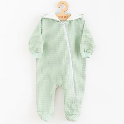 Dojčenský mušelínový overal s kapucňou New Baby Comfort clothes šalviová 74 (6-9m)