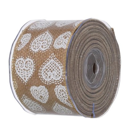 STUHA 6cmX10m JUTA srdce NATURAL 2523G 00