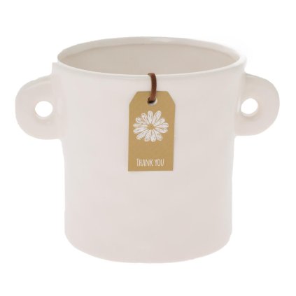 OBAL KERAMIKA S UŠAMI 14,3x10,5x10,2CM BIELA