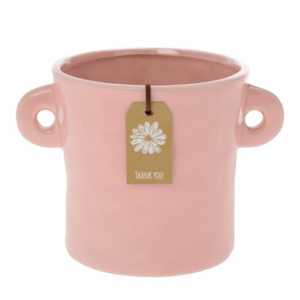 OBAL KERAMIKA S UŠAMI 14,3x10,5x10,2CM RUŽOVÁ