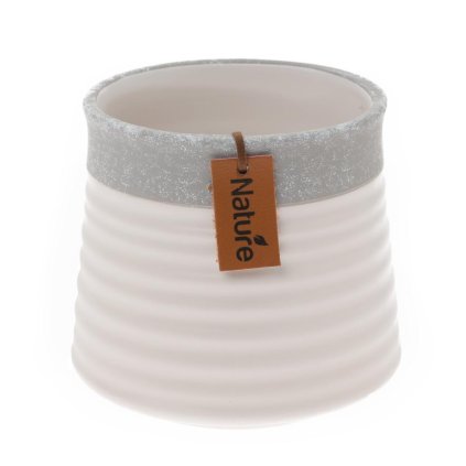 OBAL KERAMIKA 11,3x11,3x10,2CM BIELO ŠEDÁ