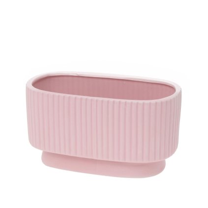 OBAL PRUHOVANÝ OVÁL KERAMIKA 18x10,5x10CM RUŽOVÁ