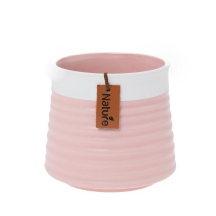 OBAL KERAMIKA 11,3x11,3x10,2CM RUŽOVO BIELA