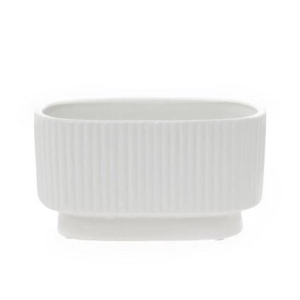 OBAL PRUHOVANÝ OVÁL KERAMIKA 18x10,5x10CM BIELA