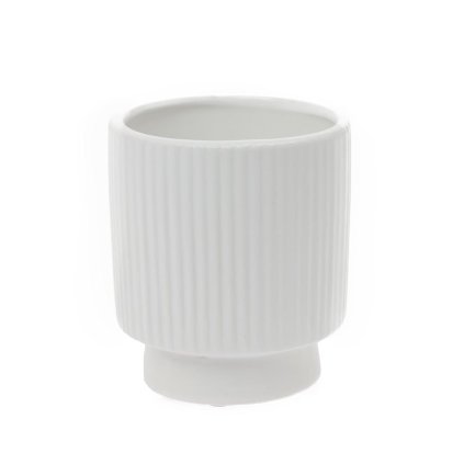 OBAL PRUHOVANÝ M KERAMIKA 10,5x10,5x12,5CM BIELA