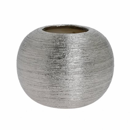 VÁZA KERAMIKA 18x18x14CM STRIEBORNÝ