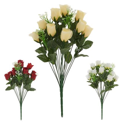 KYTICA RUŽA PUK, GYPSA, ZELEŇ MIX/3F 46cm