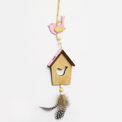 ZÁVES BÚDKA S PIERKOM RUŽ.6,5X2X40CM SUPER CENA