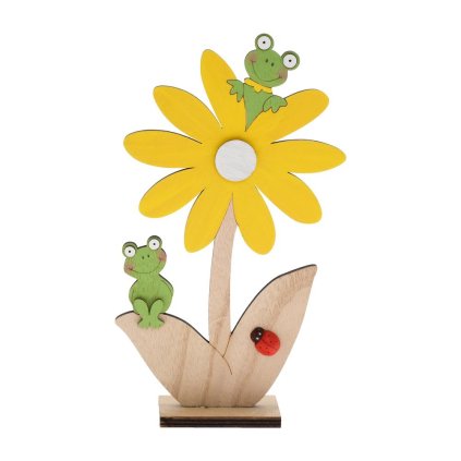 KVET SO ŽABKOU DREVO 22x12x5CM NATUR ŽLTÝ