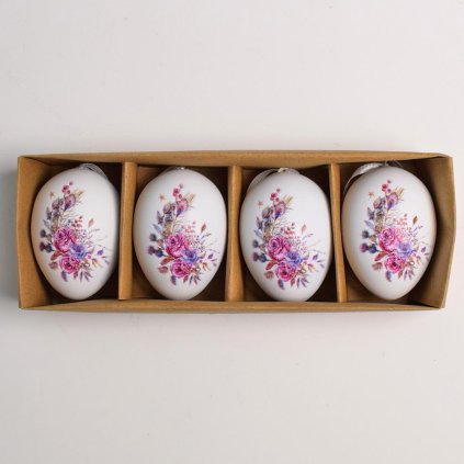ZÁVES VAJCE KVETY PLAST S/4 6CM BIELORUŽOVÉ