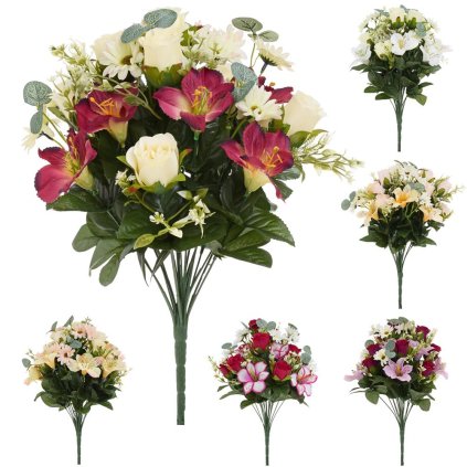 KYTICA RUŽA, ALSTROMERIA, MARG., DROB.KVETY, ZELEŇ 6F 44cm