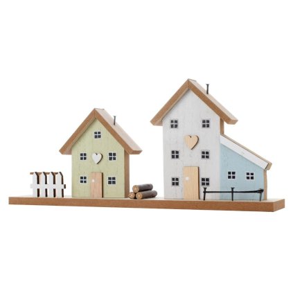 KRAJINKA - DOMČEKY NAT/ZEL/MOD/BIE DREVO 30*5*13CM