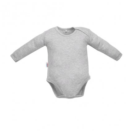 Dojčenské bavlnené body s dlhým rukávom New Baby Pastel sivý melír 74 (6-9m)